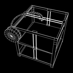 3D Printer Wireframe low poly mesh vector illustration