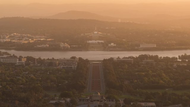 Day to night time lapse of the capital city of Australia - Canberra