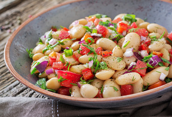 White bean cannellini salad. Vegan salad. Diet menu.