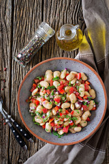 White bean cannellini salad. Vegan salad. Diet menu.