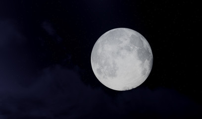 Full Moon on the skies, abstract natural backgrounds. 3d rendering.