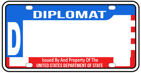 USA Diplomatic License Plate Blank