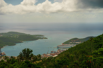 cruise ship in the port of St Thomas, US Virgin Islands