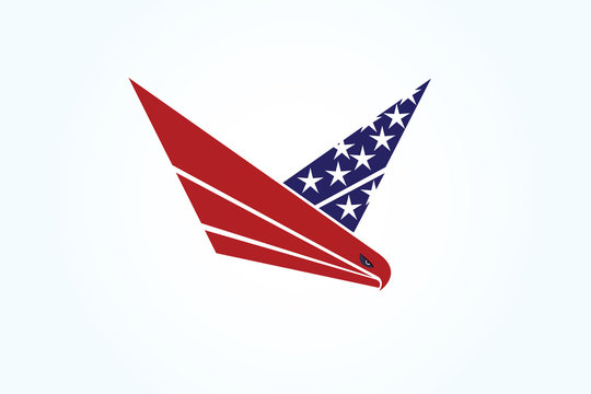 Logo eagle USA flag flying