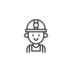 Engineer portrait outline icon. linear style sign for mobile concept and web design. Construction worker in helmet simple line vector icon. Symbol, logo illustration. Pixel perfect vector graphics