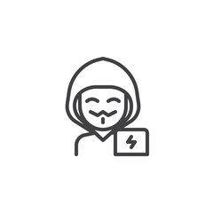 Hacker man outline icon. linear style sign for mobile concept and web design. Masked anonymous guy in a hood simple line vector icon. Symbol, logo illustration. Pixel perfect vector graphics