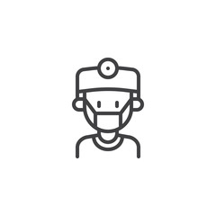Surgeon Doctor outline icon. linear style sign for mobile concept and web design. Medical worker hat and mask simple line vector icon. Symbol, logo illustration. Pixel perfect vector graphics
