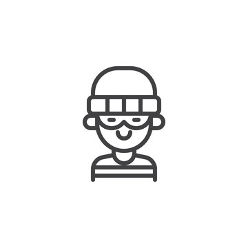Masked Thief outline icon. linear style sign for mobile concept and web design. Criminal man simple line vector icon. Symbol, logo illustration. Pixel perfect vector graphics