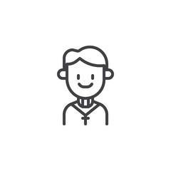 Priest person outline icon. linear style sign for mobile concept and web design. Religious profession simple line vector icon. Symbol, logo illustration. Pixel perfect vector graphics