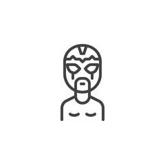Wrestler man in wrestling mask outline icon. linear style sign for mobile concept and web design. athlete portrait simple line vector icon. Symbol, logo illustration. Pixel perfect vector graphics