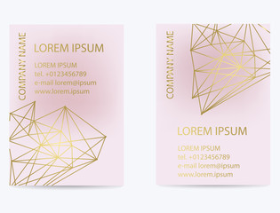 Pink business card with a geometric pattern
