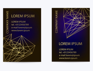 Black business card with a geometric pattern