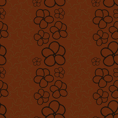 Brown Flowers Metallic Stars Copper Repeat Seamless Pattern