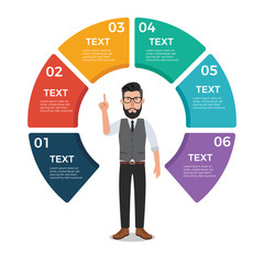 Circle Infographic Design Template with Hipster Businessman