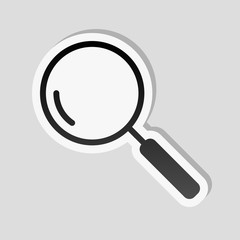 Loupe, search or magnifying. Linear icon, thin outline. Sticker