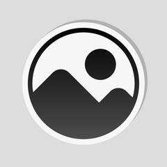 Simple picture icon. Sticker style with white border and simple