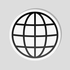 Simple globe icon. Linear, thin outline. Sticker style with whit