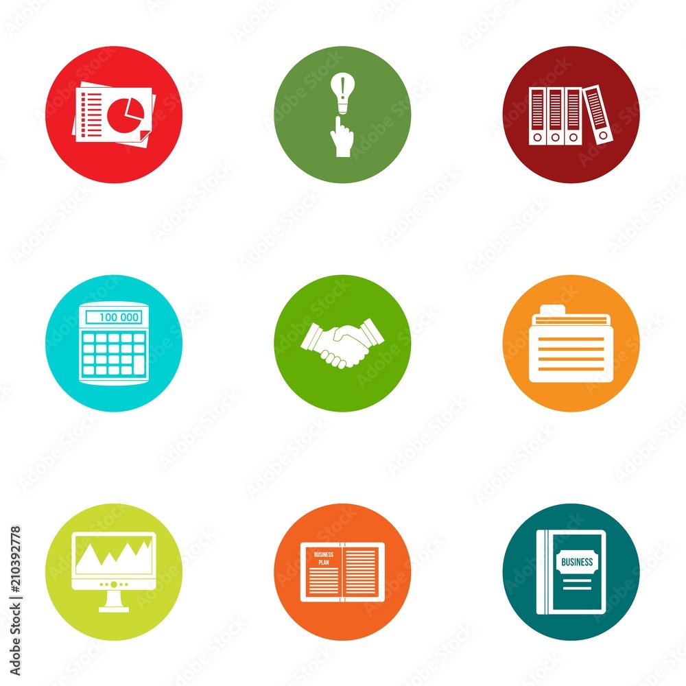 Poster statistic icons set. flat set of 9 statistic vector icons for web isolated on white background