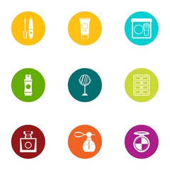 Human beauty icons set. Flat set of 9 human beauty vector icons for web isolated on white background