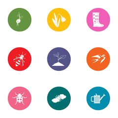 Verdant garden icons set. Flat set of 9 verdant garden vector icons for web isolated on white background