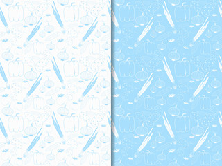 vegetable seamless pattern onion, tomato, paprika, potatoes