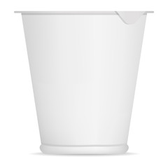 Yogurt white box mockup. Realistic illustration of yogurt white box vector mockup for web design isolated on white background