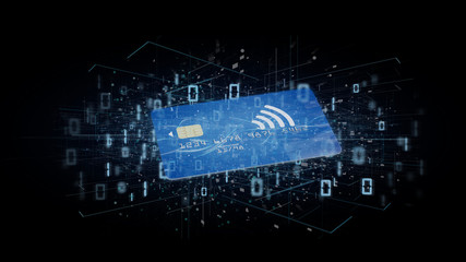Contactless credit card payment concept on a background 3d rendering