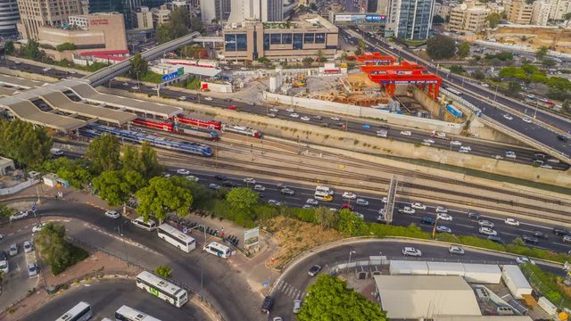 Tel Aviv-Ramat Gan center Hyperlapse aerial 4k footage