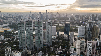 Bangkok / Thailand - 9 2 2017: Aerial view of Sukhumvit district of Bangkok