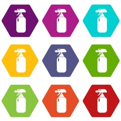 Fototapeta premium Fire extinguisher icons 9 set coloful isolated on white for web