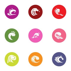 Wavelength icons set. Flat set of 9 wavelength vector icons for web isolated on white background
