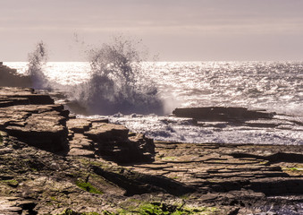 Rocky Atlantic coast of Ireland at sunset
