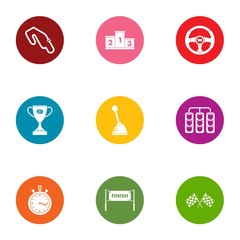 Rapid motion icons set. Flat set of 9 rapid motion vector icons for web isolated on white background