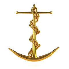 Vector 3d Gold anchor with chain