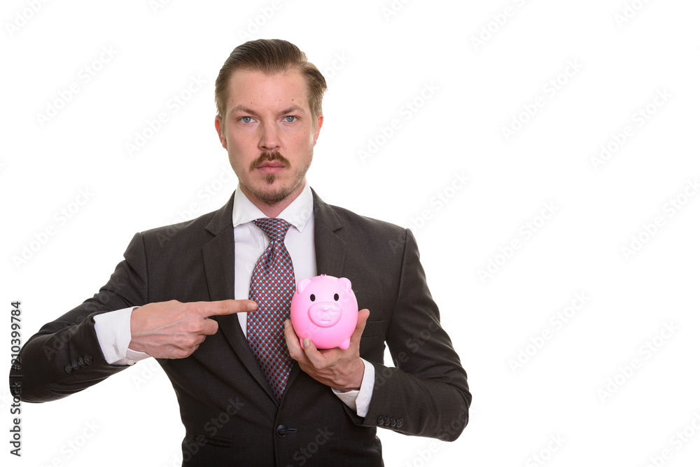 Wall mural portrait of man isolated against white background