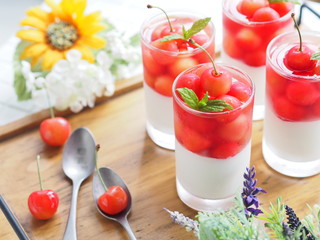 さくらんぼのかわいいゼリー