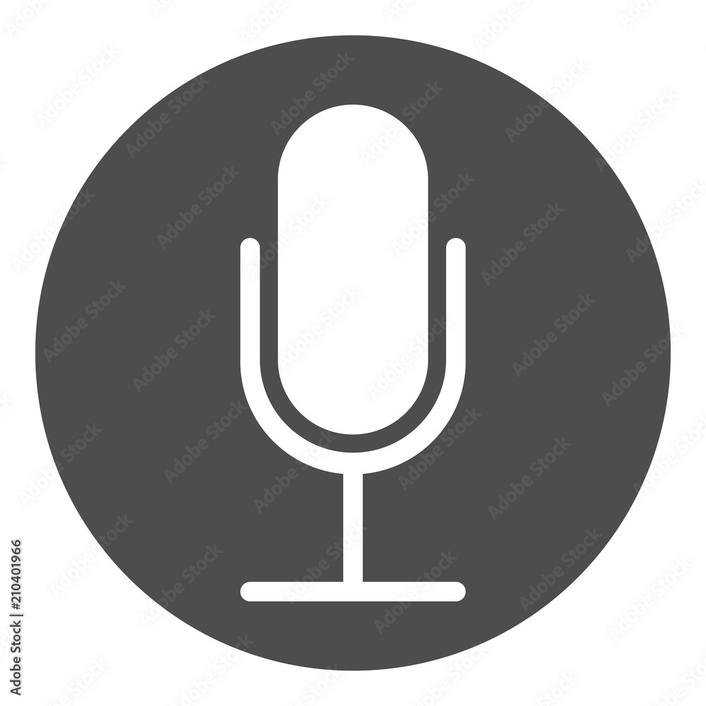 Wall mural retro microphone in circle. record button. vector icon.