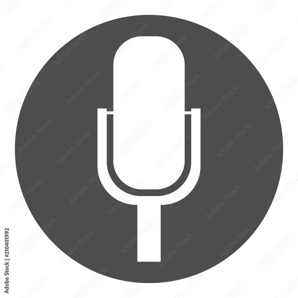 Wall mural retro microphone in circle. on air button. vector icon.