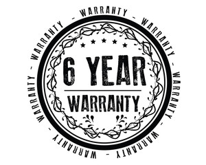 6 years warranty icon vintage rubber stamp guarantee