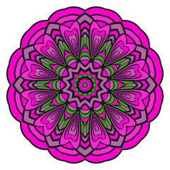 Obraz premium Sacred geometry floral oriental mandala. color floral ornament. Abstract shapes in Asian style. Vector Illustration.