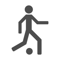 Silhouette of running football player with ball. Soccer symbol. Vector illustration.