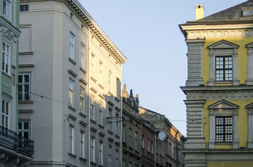 View of old Lviv faced, Ukraine