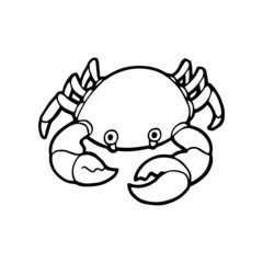 Crab cartoon illustration isolated on white background for children color book