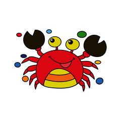 Crab cartoon illustration isolated on white background for children color book