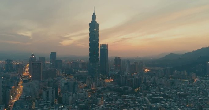 Beautiful cityscape of Taipei city at dawn, Taiwan