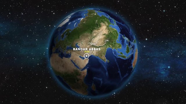 IRAN BANDAR ABBAS ZOOM IN FROM SPACE