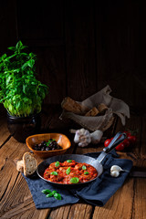 Rustic mini meatballs Baked in tomato sauce with basil