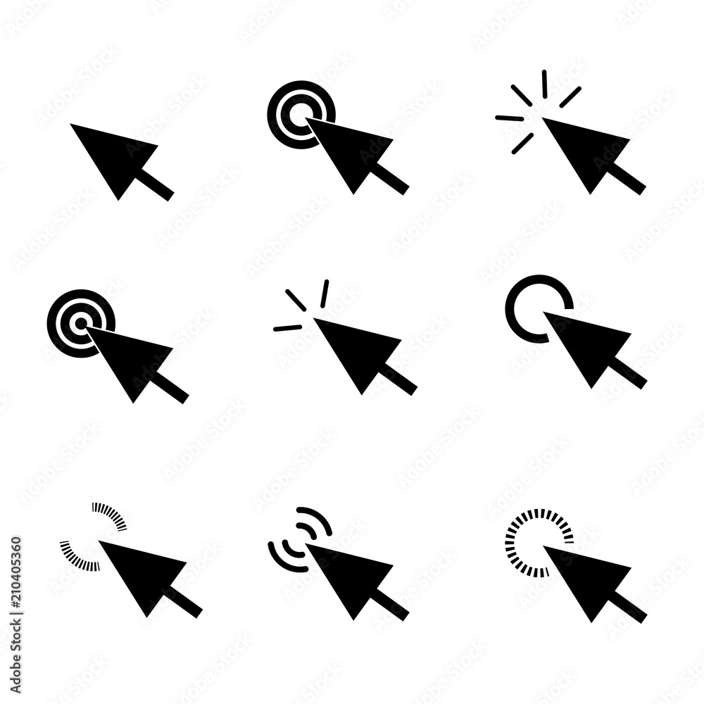 Poster click icon in trendy flat style on white background. arrow click symbol for your web site design, lo
