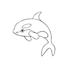Killer whale cartoon illustration isolated on white background for children color book