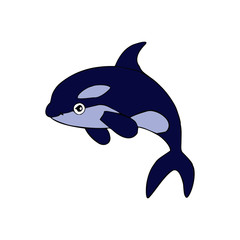 Killer whale cartoon illustration isolated on white background for children color book